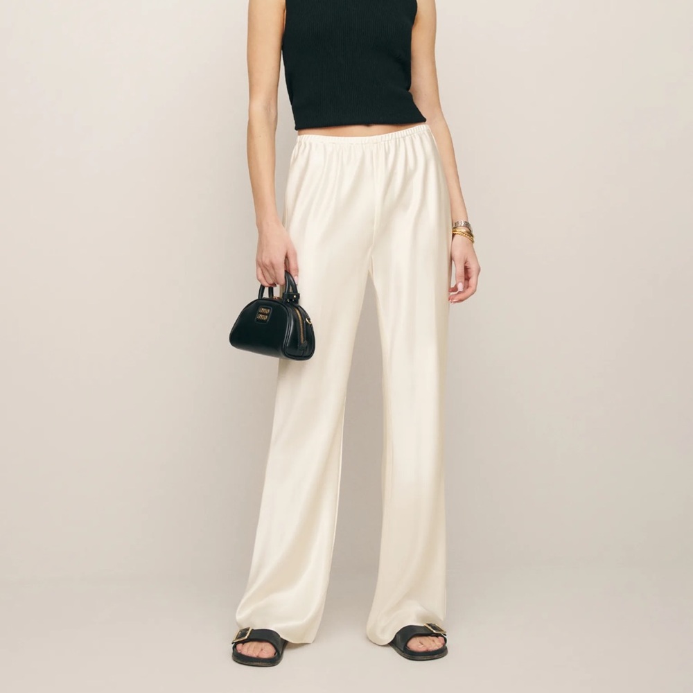 Gale Satin Mid Rise Bias Pant Reformationn